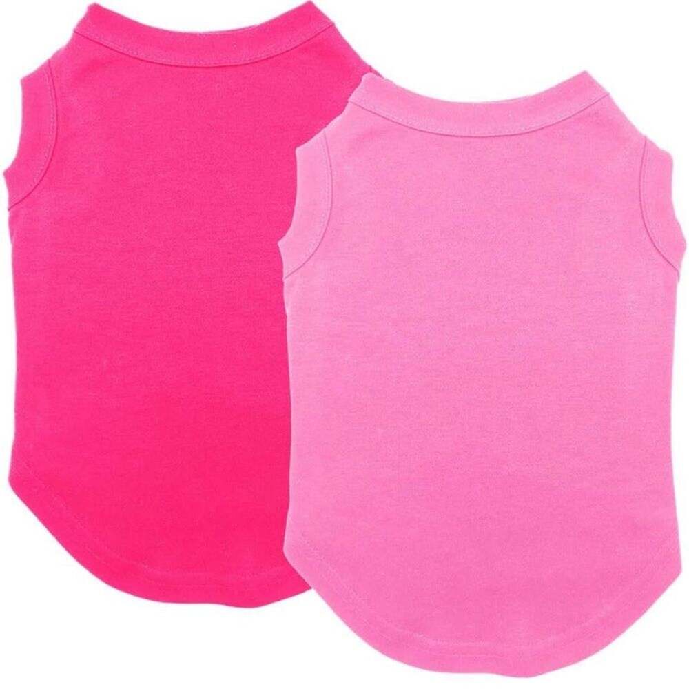 Chol & Vivi Dog Clothes T-Shirt Vest Soft and Thin 2pcs Blank Pink Size S (335)